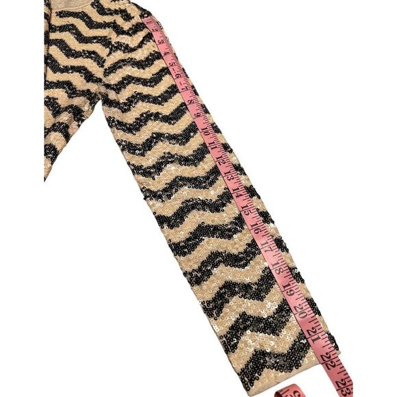 J. Crew Sequin Chevron Stripe Sweater Size S Cream Black Sparkle Festive Preppy - Picture 9 of 9